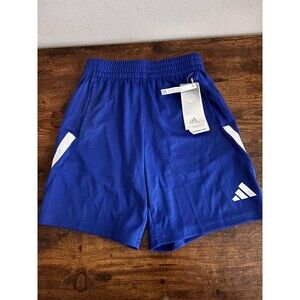 NEW Adidas Boys AEROREADY Blue Elastic Waistband Gradient 3-Stripe Shorts Size 8